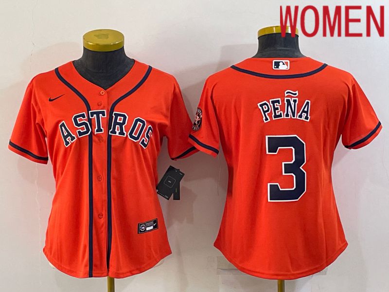 Women Houston Astros #3 Pena Orange Game Nike 2022 MLB Jersey->youth mlb jersey->Youth Jersey